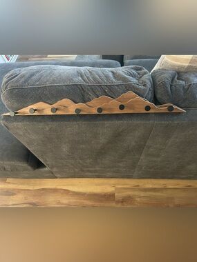 Wooden Mountain Peak Wall Hook Rack in Brown and Black